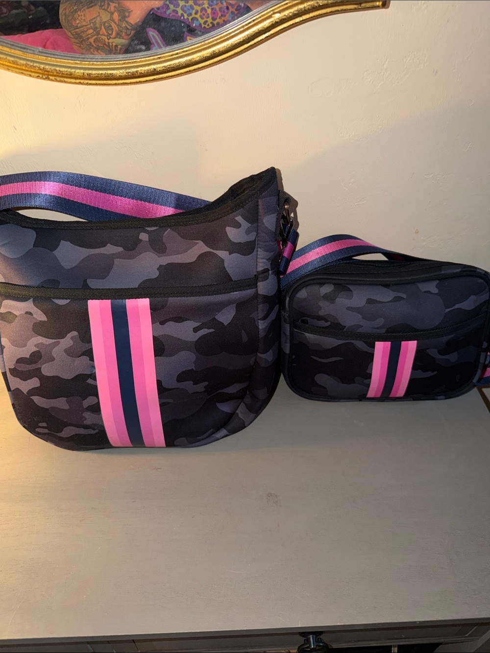 HAUTE SHORE Black & Pink Camo Crossbody Set